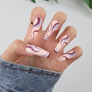 Coffin/Ballerina Shaped Press-On Nails